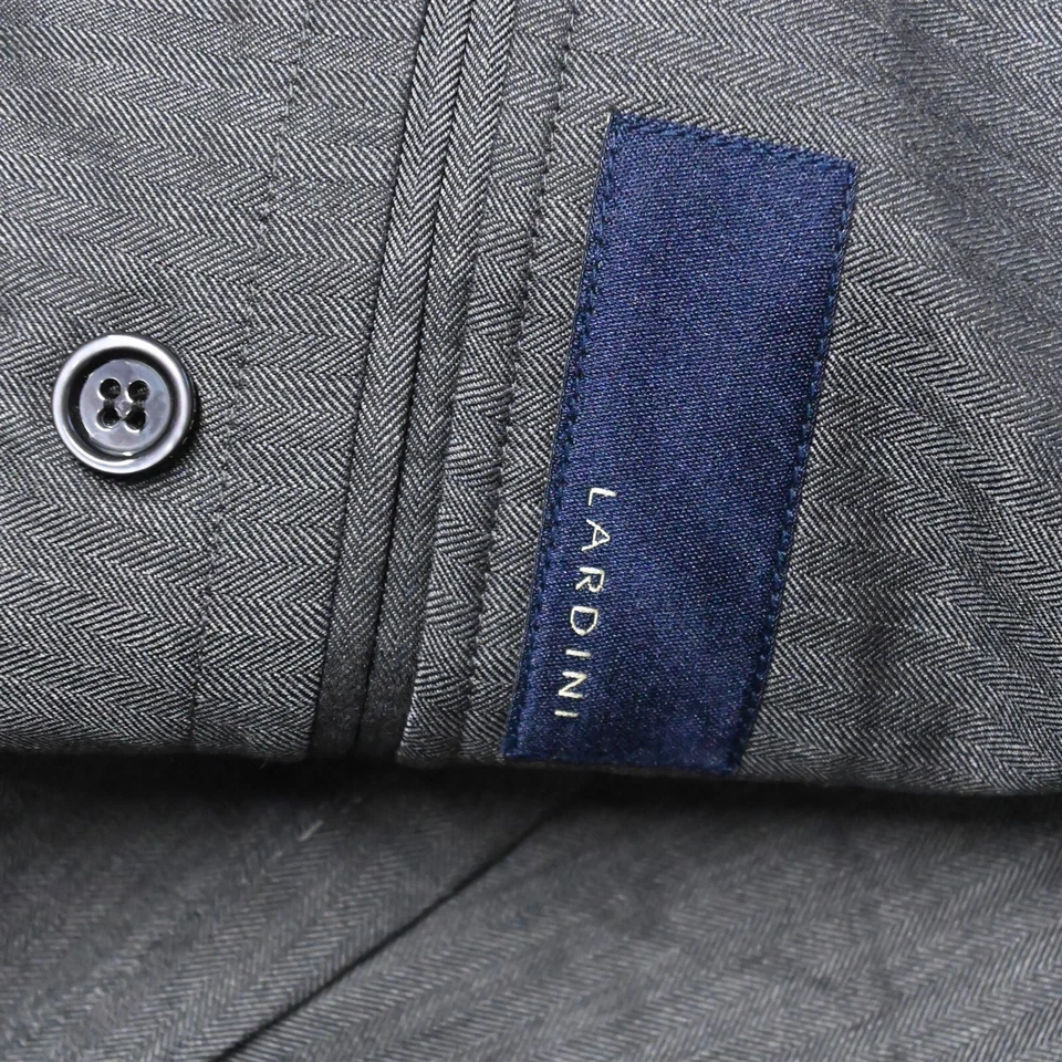 Lardini 38R Gray Herringbone Italy 100% Wool Mens Blazer Suit Jacket Sport Coat - Image 4 of 4