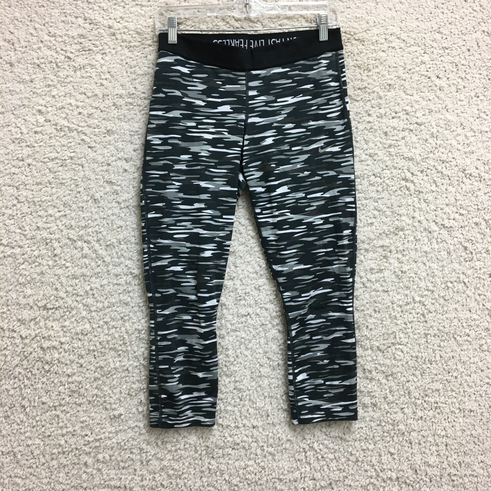Nike Leggings Medium Adult Black Dri Fit Camo Run Fast Live Fearless Womens M