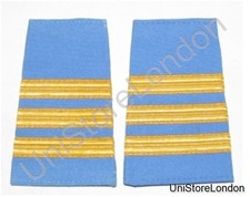 Epaulette Captain First Officer Pilot 3 Gold Bars on Light Blue Cloth R757
