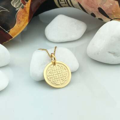 Dara Knot Charm Pendant 14k Yellow Gold Personalized Tiny