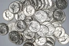 50 Coin Mercury Dime Roll 90% Silver Coins Random Years NICE AU/BU