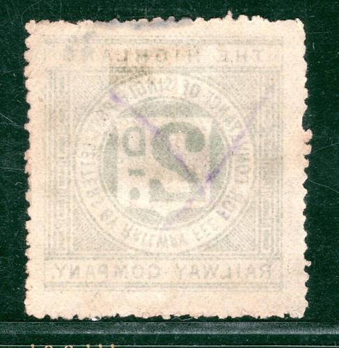 GB Scotland HIGHLAND RAILWAY Letter Stamp 2d Used PEN CANCEL {samwells}LIME172 - Picture 5 of 9