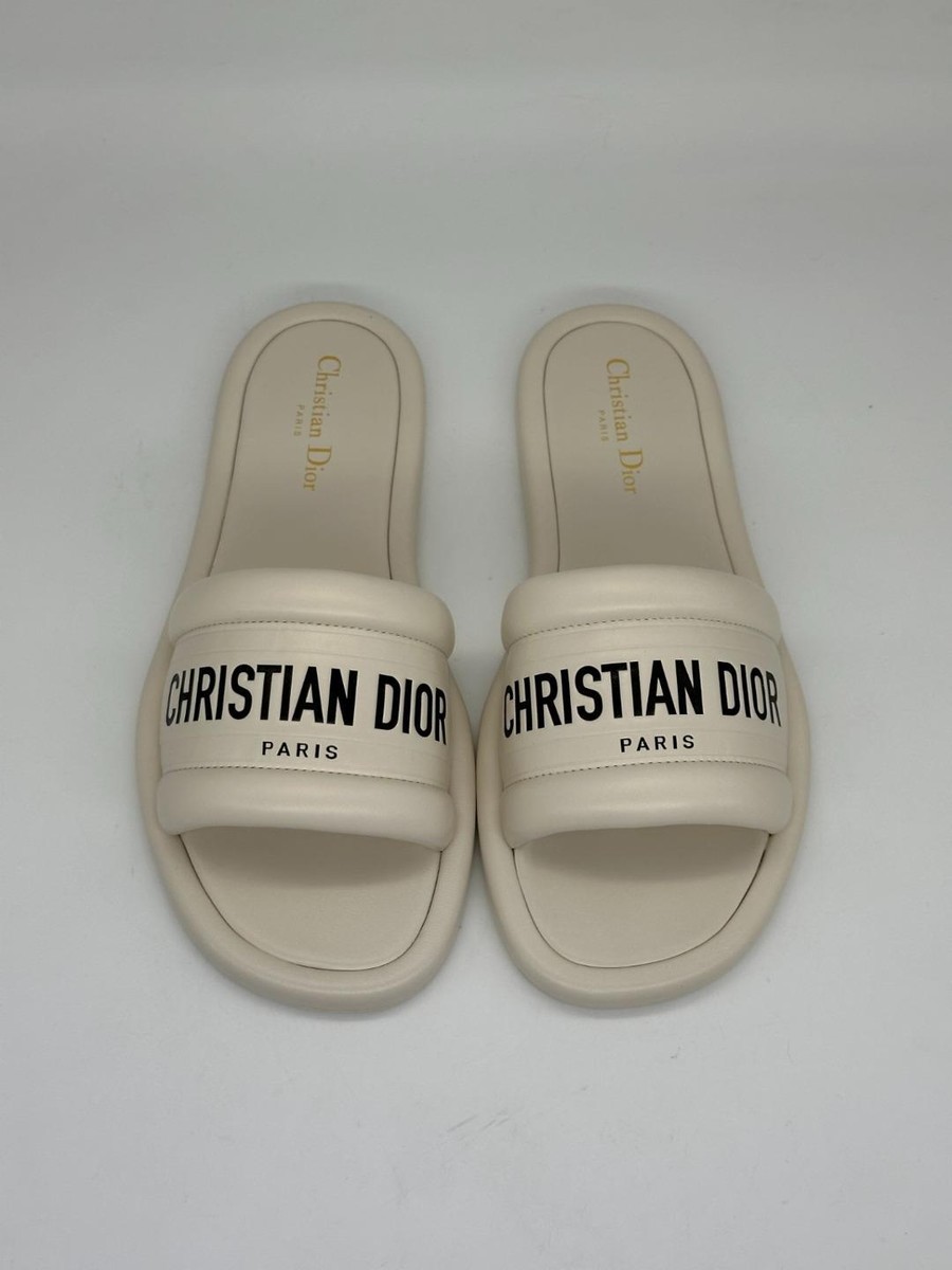 DIOR EVERY D Signature Leather Flat Slide Mules Sandals