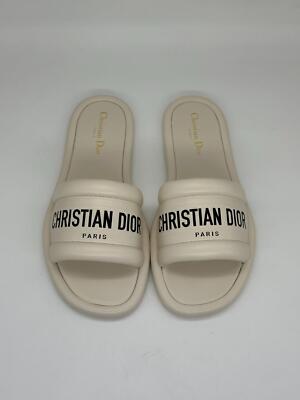 サンダル・ミュール DIOR 25SS Off-White D-AVENVE Slide Sandals KCO195MLC 03W DIOR EVERY D Signature Leather Flat Slide Mules Sandals