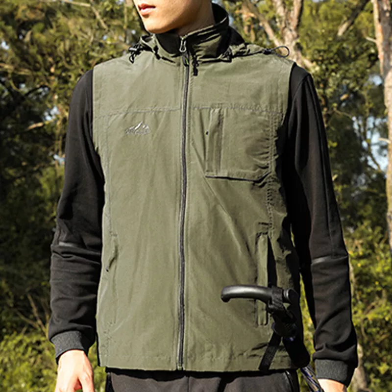 Men Vest Full Zip Jacket Outdoor Fit Sleeveless Fishing Outwear