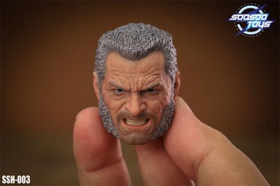 SSH-003 1/6 Male Bearded Showing His Teeth Head Sculpt For 12''action Figure Body