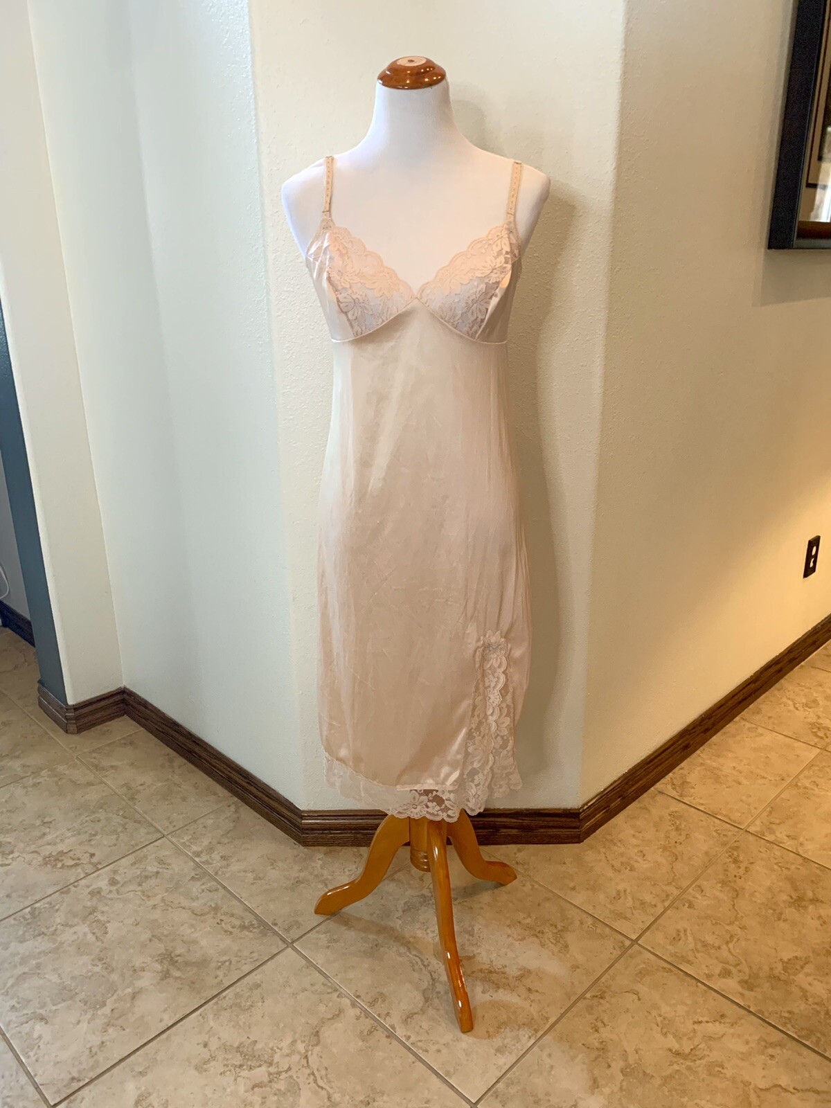 Vintage Kayser Slip Nightgown Womens Size 36T Beige F… Gem