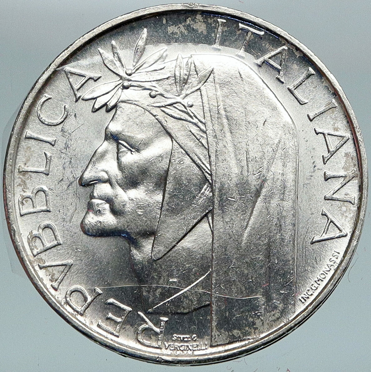1965 ITALY Dante's Inferno DANTE ALIGHIERI Vintage Silver 500 Lire
