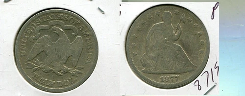 1877 P LIBERTY SEATED SILVER HALF DOLLAR G VG 8719S