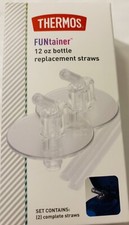 Thermos FUNtainer Replacement Straws For 12 Oz Bottles Set Of 2 Complete Straws