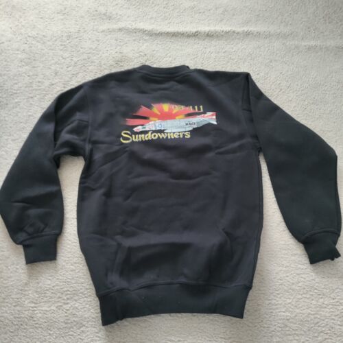 VF-111 Sundowners S Sweatshirt F-4 Phantom U.S. Navy Black USS Coral Sea NWOT - Picture 2 of 6
