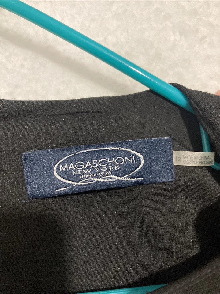 Magaschoni Dress Size 12 Black Sleeveless Midi Length Pleated Womens - Image 2 of 3