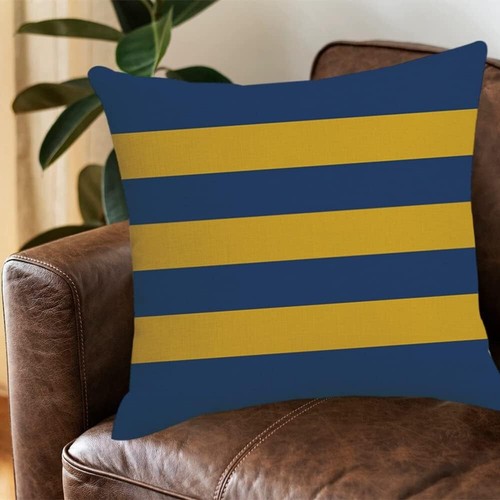 Pack of 4 Patterned Square Linen Cushion Covers 45cm² Blue Yellow White Sofa Bed - Picture 3 of 8