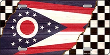 Ohio Racing Flag Novelty Metal License Plate Tag LP13720