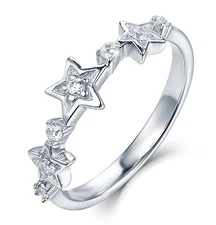 .925 Sterling Silver Stars Cz Wedding Band Celebration Ring Size 3-15 SS4026A