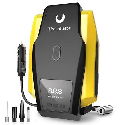 Tire Inflator Portable Air Compressor - Air Pump for Car Tires - 12V DC Tire ...
