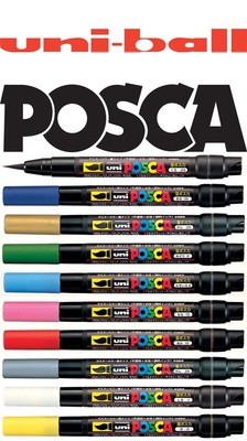 Uni-Ball POSCA Markerstift PCF-350 BÜRSTENSPITZE 10 Farben!! SINGLES ODER 5ER-PACKUNGEN