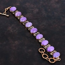 Oval Purpurite Stone Copper Ethnic Sister Boho Chain Unique New Bracelet Jewelry