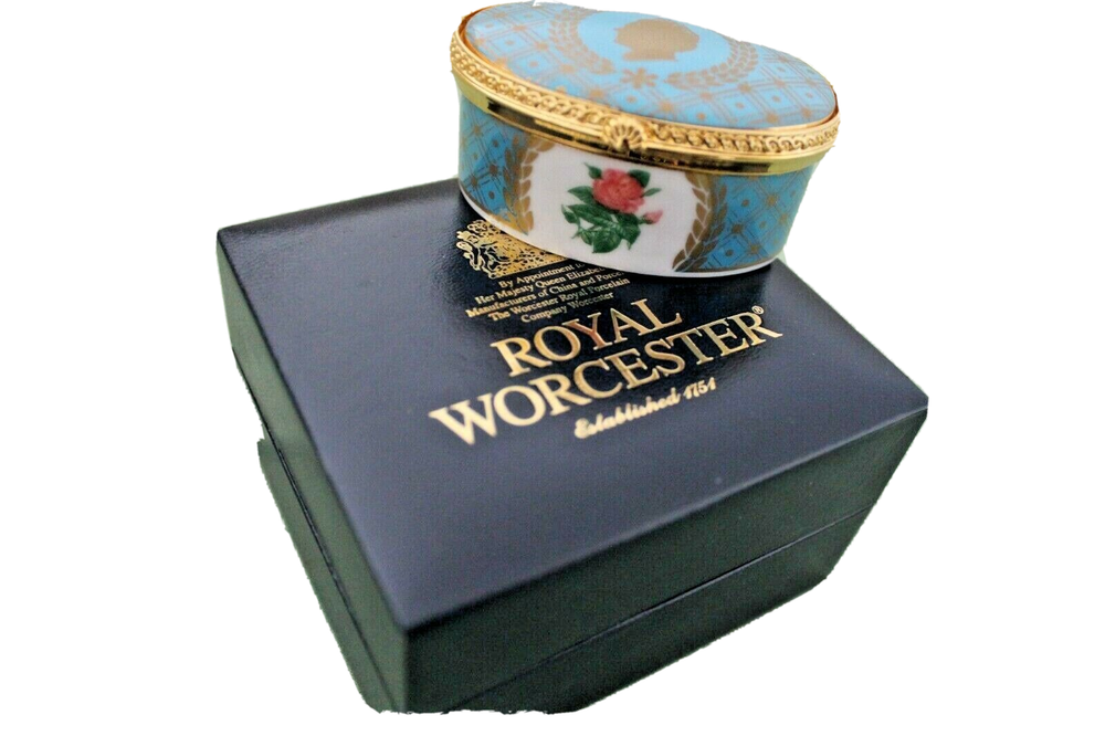 Royal Worcester Queen Mother Tribute Bone China Trinket Box