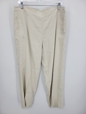J Jill Pants Womens 16 Tan Linen Stretch Baggy Leg Lagenlook Beachy Casual