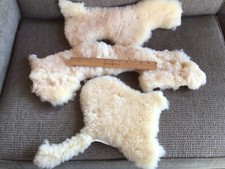 Lambs wool, sheepskin 100 genuine natural ivory remnants 3 pcs