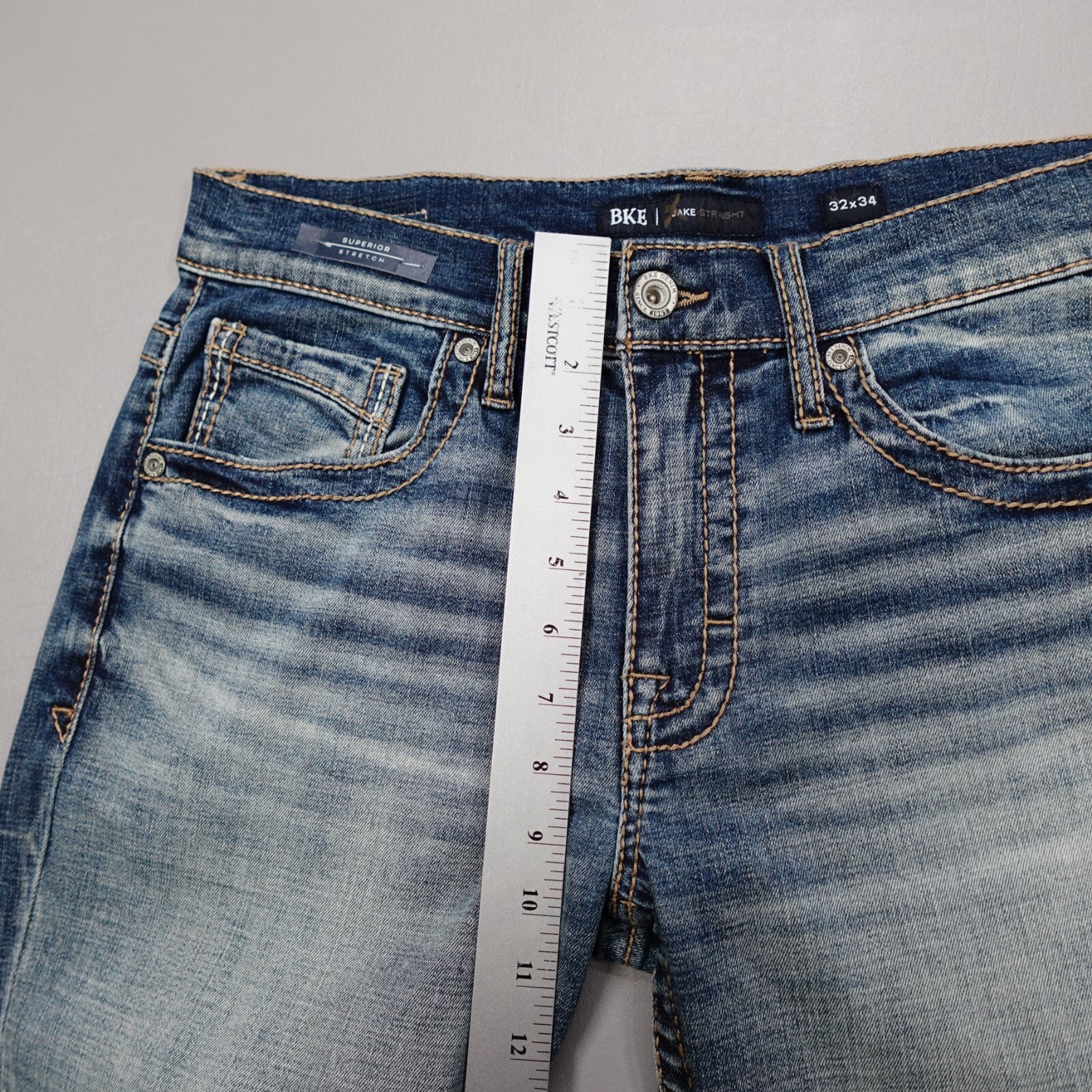 BKE Buckle Jeans Straight Jake Blue Denim Stretch Medium Wash Men's