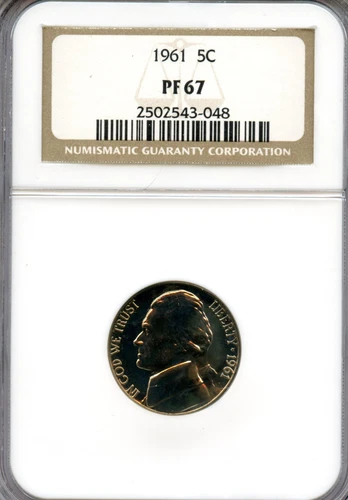 1961 5C Proof Jefferson Nickel grade by NGC PF 67  