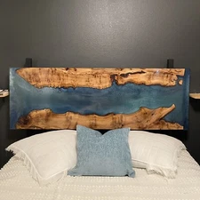 6ft epoxy resin wood headboard