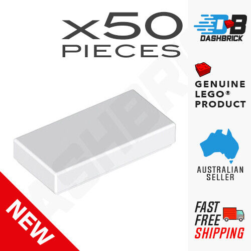 50 x Genuine LEGO® - Tiles 1 x 2 White - Part 3069b - BRAND NEW PARTS