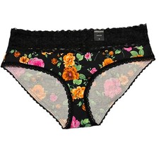 NWT TORRID Hipster Pantie Sz 0X-4X Black Orange Floral Jersey Lace
