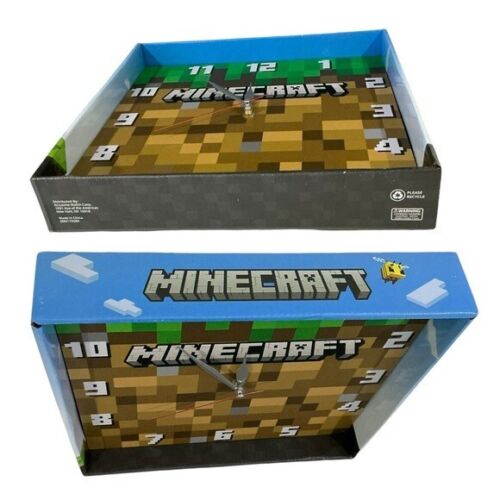 Minecraft Grass Block Square Wall Clock Gamer Home Decor 11 in Tan Green NEW - Picture 10 of 15