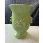 Vintage McCoy Art Pottery Vase Green Floral Embossed USA Glossy Ceramic