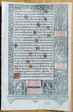 Original Stundenbuch Blatt Kerver Bordüre Pergament Gold Paris 1505 (G)