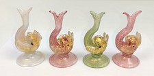 4x klein putzig Delphin in Glas Vase Tischvase Venetien Murano Antonio Salviati