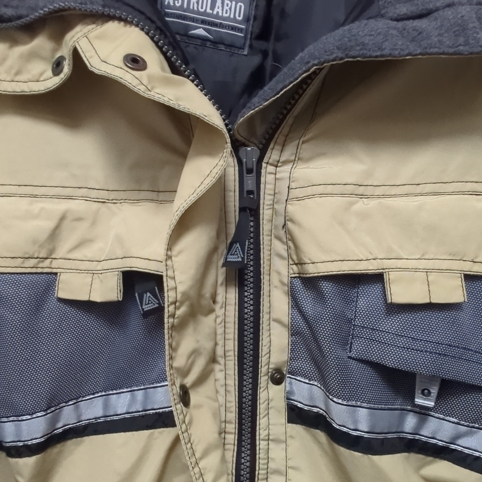 Vintage Astrolabio Gear Mens Beige Black Belted Ski Parka Jacket Zip Size 48 image 10