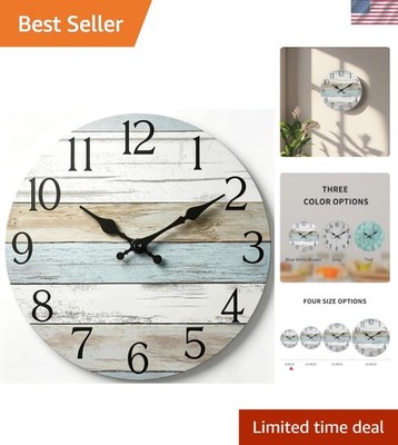 Wall Clock, Silent Non Ticking Wall Clocks Battery Operated, Rustic Wooden Cl...