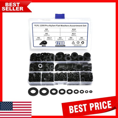 #ad #ad Black Plastic Fender Washers Assortment 1200 Pcs in 9 Sizes for Any Project $14.39