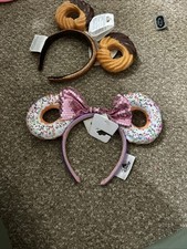 Disney Minnie Mouse Donut Headband Pink Sequin Bow Sprinkles Fabric Ears