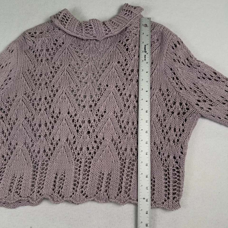 Cárdigan boho vintage NEWPORT NEWS suéter para mujer grande púrpura tejido abierto ganchillo Foto 4 de 4