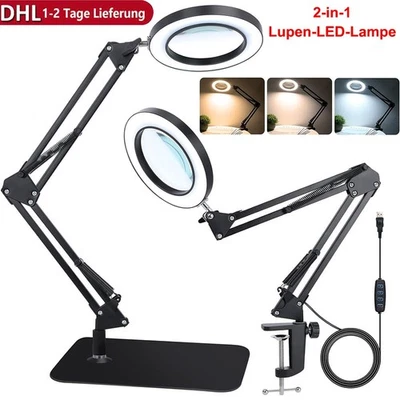 8X Dioptrien LED Lupenleuchte Lupenlampe mit Clip Lupe Licht Tischlampe 12W - Bild 1 von 4