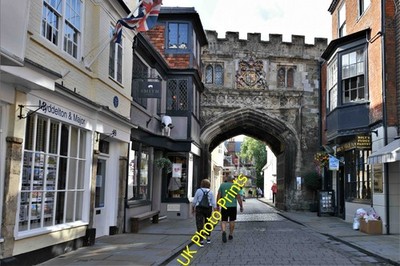 Photo A2 Salisbury High Street: c13th gateway to the Cathedral Close  c2021
