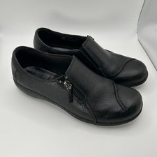 CLARK'S BENDABLES COMFORT LOAFERS 80628 Black Leather Side Zip Women's 7 M