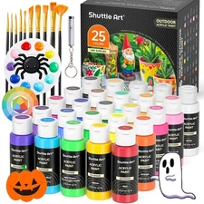 Shuttle Art 25 Colors Outdoor Acrylic Paint Set, 2oz/60ml Waterproof Acrylic