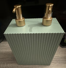 Green Soap Dispensers w/ Gold Pumps, Freestanding Modern Plastic/Metal — photo 1