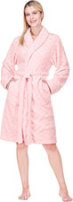 Womens Robes Kimono, Knee Length Plush Fluffy Winter Shower Bathrobe, Soft Fuzzy