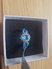 Gemporia swiss blue topaz with white topaz Sterling Silver Ring Size N  2.49 cts