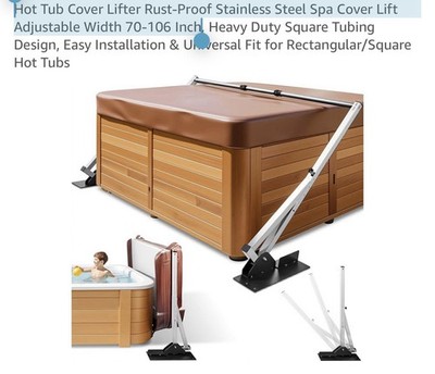 Hot Tub Cover Lifter Rust-Proof Stainless Steel Spa Cover Lift Adjustable Width