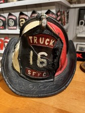 San Francisco Fire Dept. Leather Fire Helmet SFFD Truck Company No. 16
