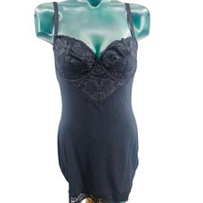 Victoria's Secret Modal  Lace Mini Slip Dress Black Small Women's Size L 3698