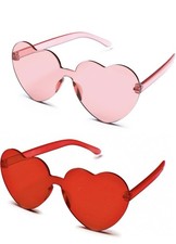 2 PK Pack Heart Shaped Sunglasses for Women - Trendy Glasses